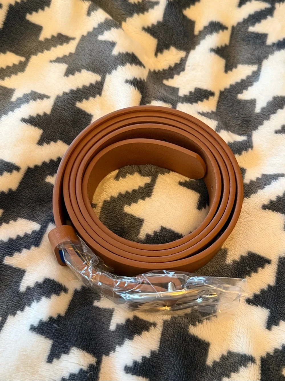 Women's Classic Brown Faux Leather Belt with Oval Silver Buckle